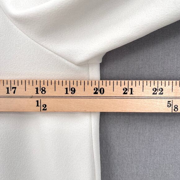 TIBI Ruffle Bell Sleeve Top Womens 4 Off White Chalky Drape Crew Neck Blouse - Picture 13 of 14